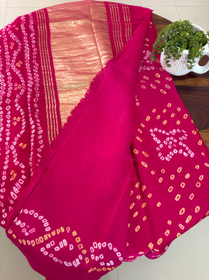 Bandhini modal silk saree ( hand tye and dye)