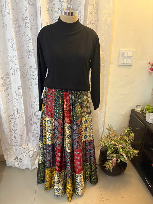 Ajrakh Mashru silk skirt