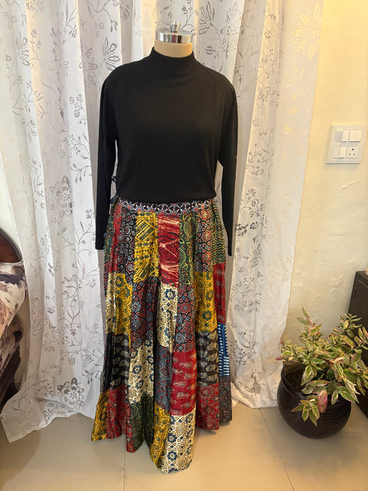 Ajrakh Mashru silk skirt