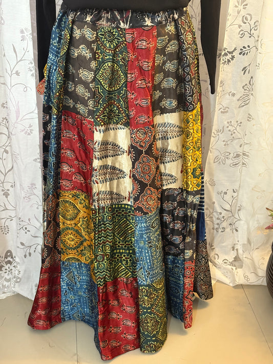 Ajrakh Mashru silk skirt