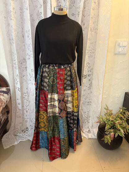 Ajrakh Mashru silk skirt