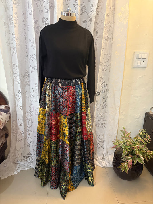 Ajrakh Mashru silk Skirt