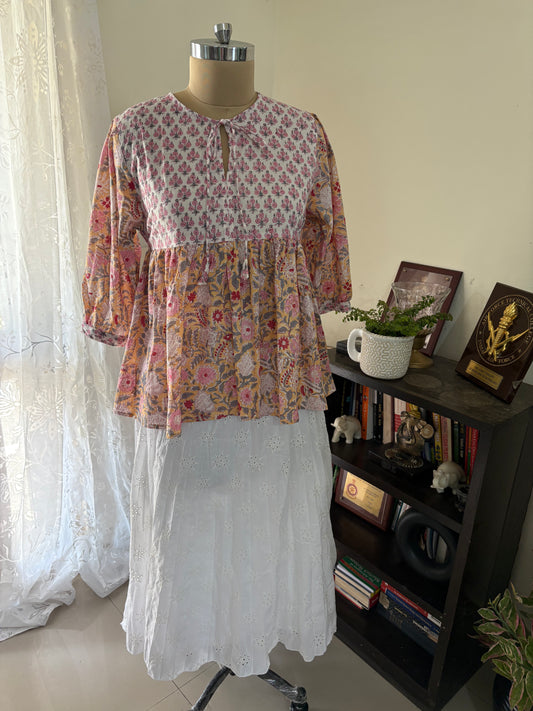 Handblock printed cotton short Kurti