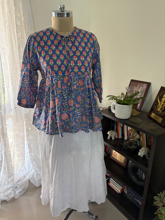 Handblock printed cotton short Kurti