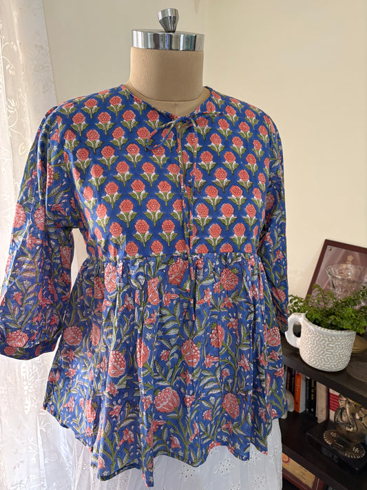 Handblock printed cotton short Kurti