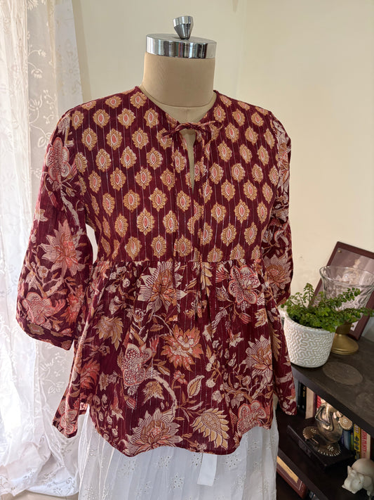 Handblock printed cotton short Kurti