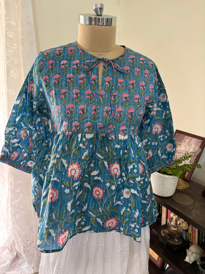 Handblock printed cotton short Kurti