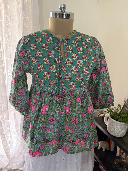 Handblock printed cotton short Kurti