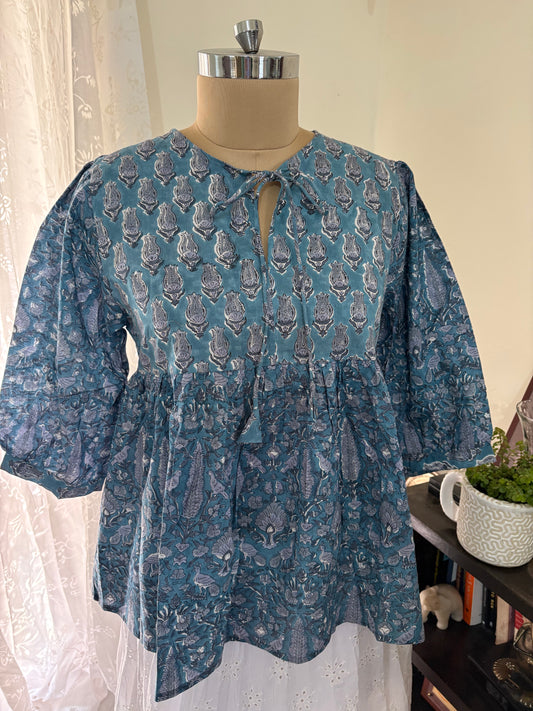 Handblock printed cotton short Kurti