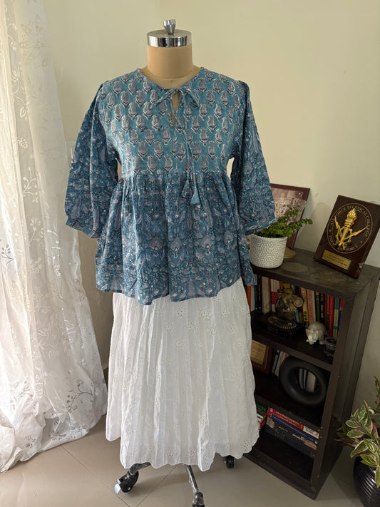 Handblock printed cotton short Kurti