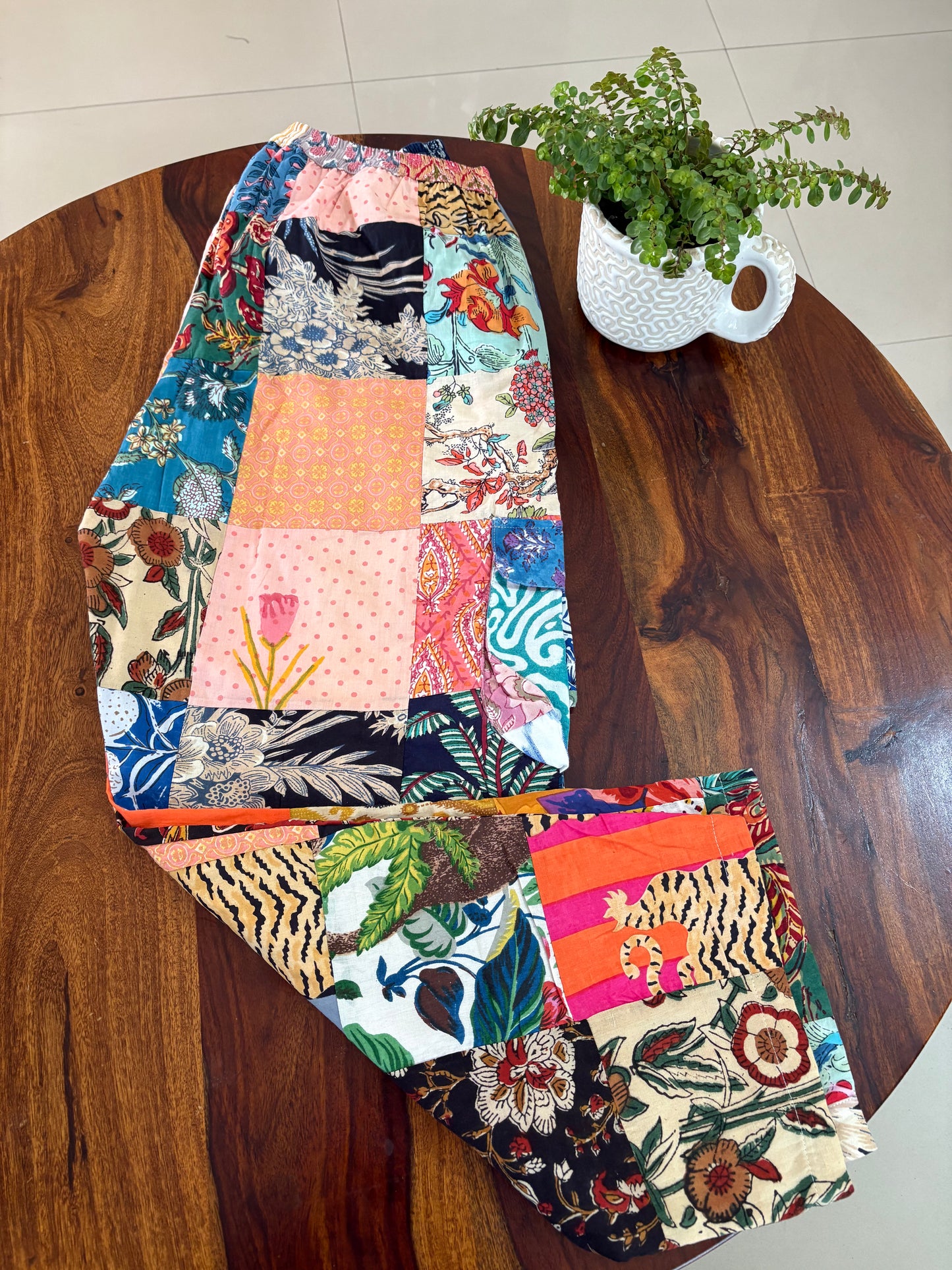 Handblock printed patchwork cotton bottom