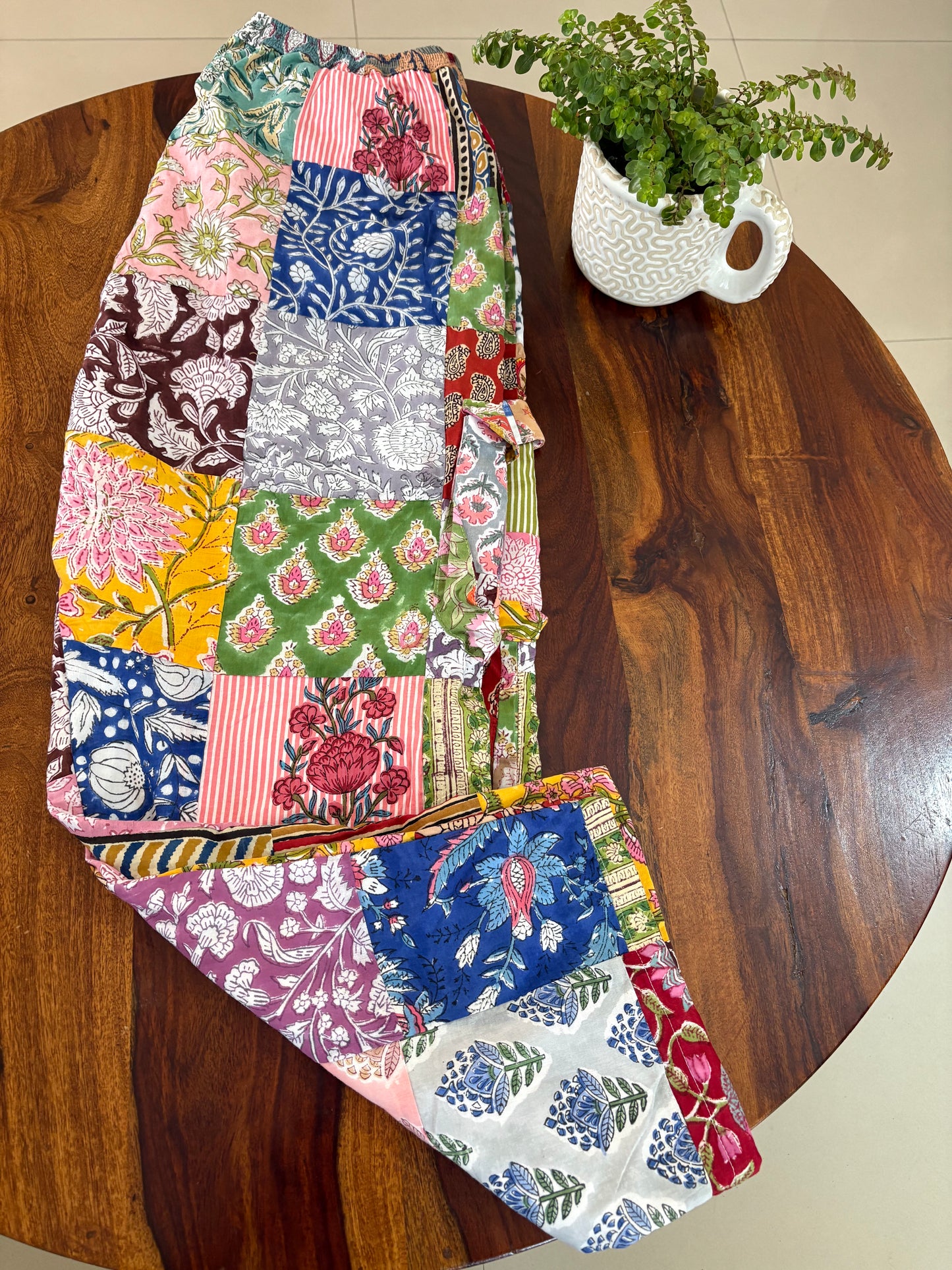 Handblock printed patchwork cotton bottom