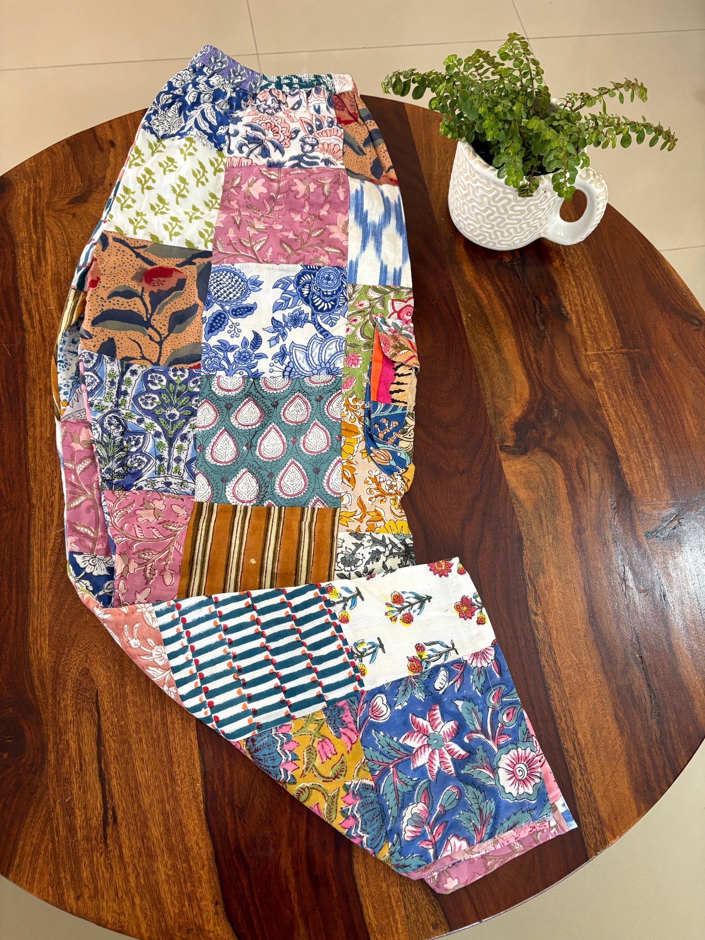 Handblock printed patchwork cotton bottom