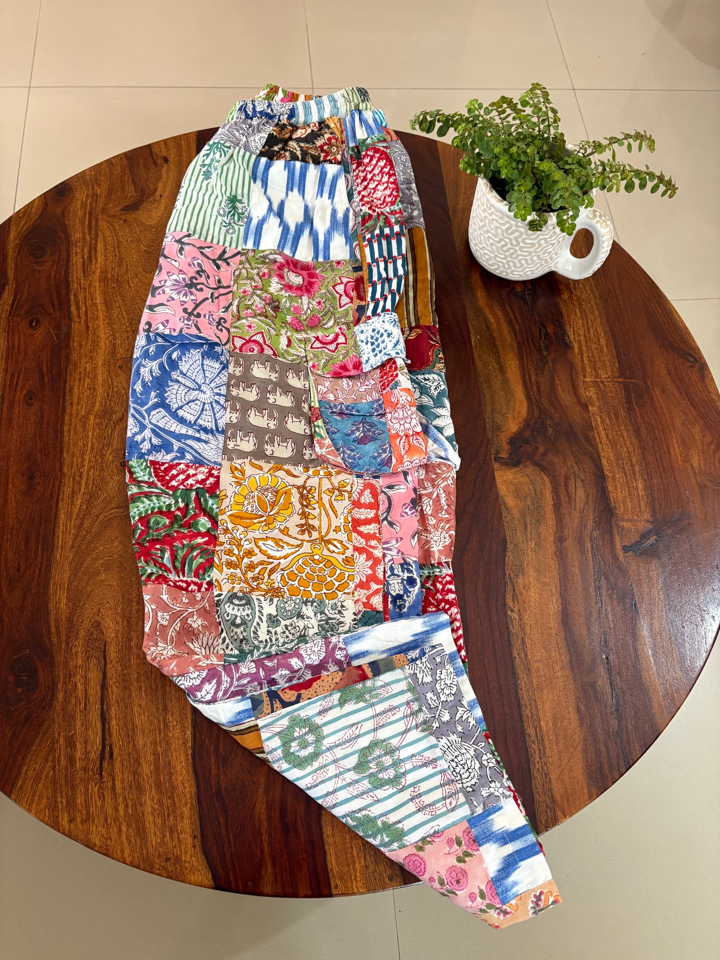 Handblock printed patchwork cotton bottom
