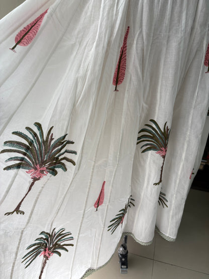 Handblock printed cotton skirt