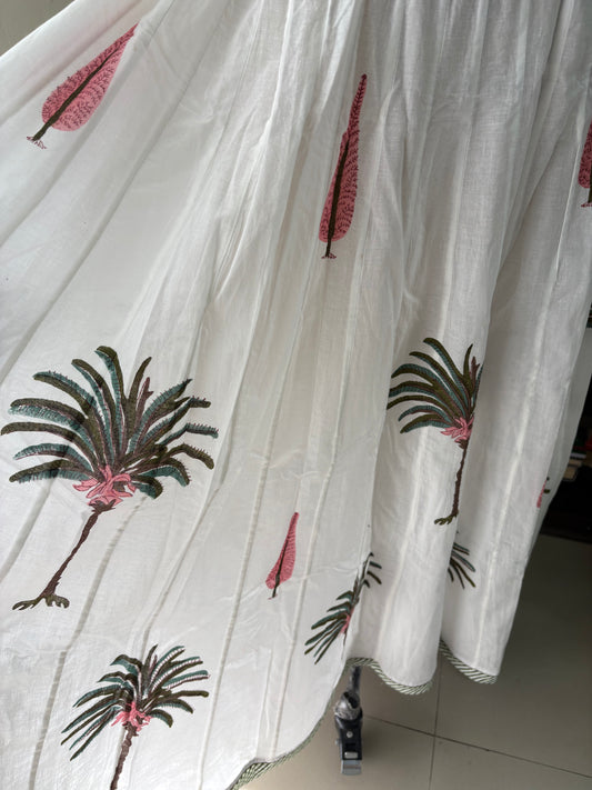 Handblock printed cotton skirt