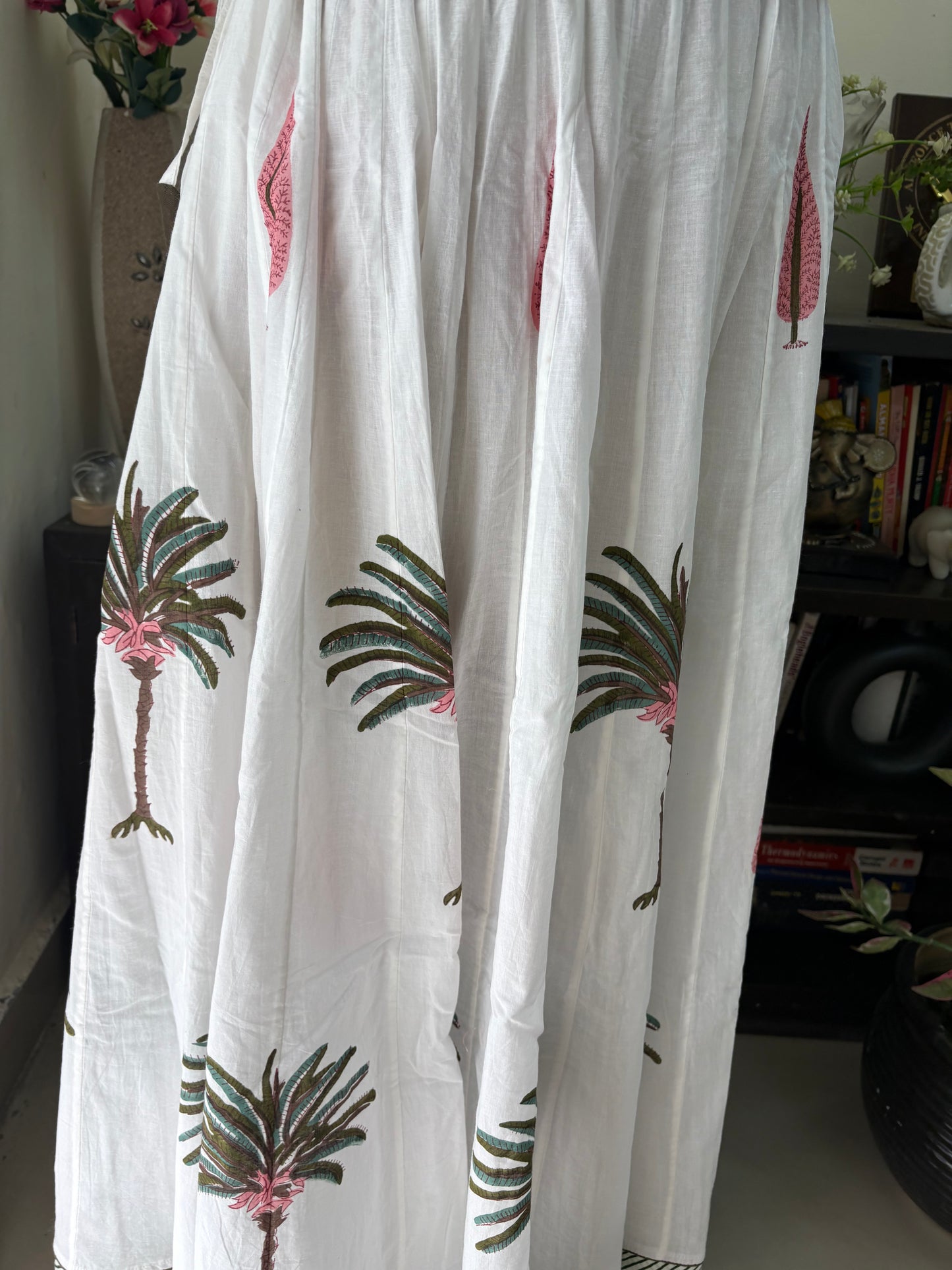 Handblock printed cotton skirt