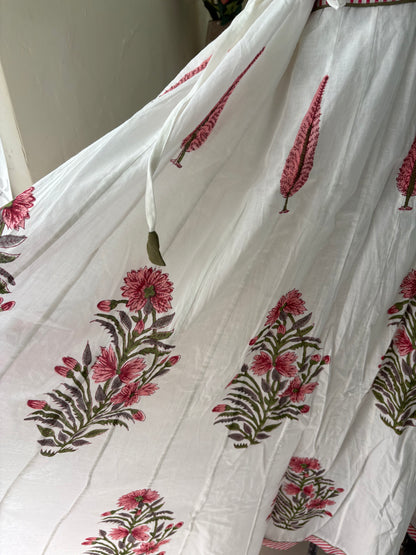 Handblock printed cotton skirt