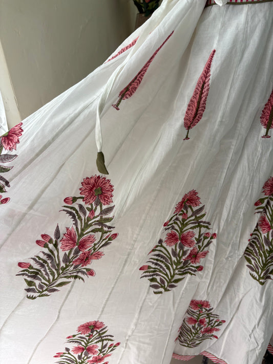 Handblock printed cotton skirt