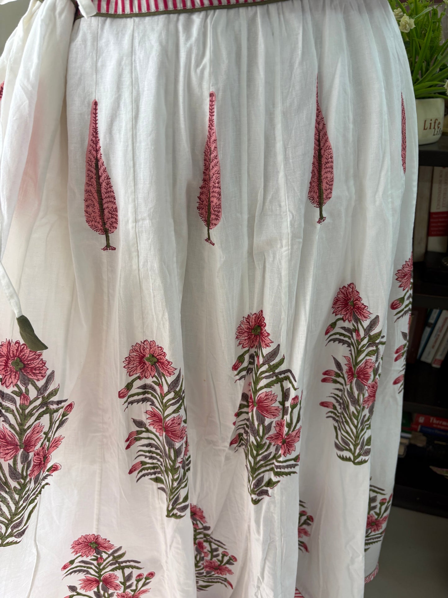 Handblock printed cotton skirt