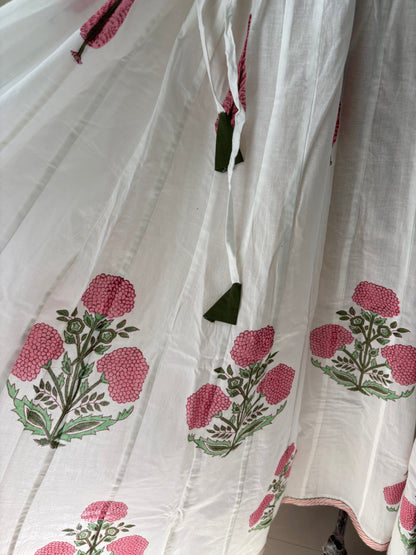 Handblock printed cotton skirt
