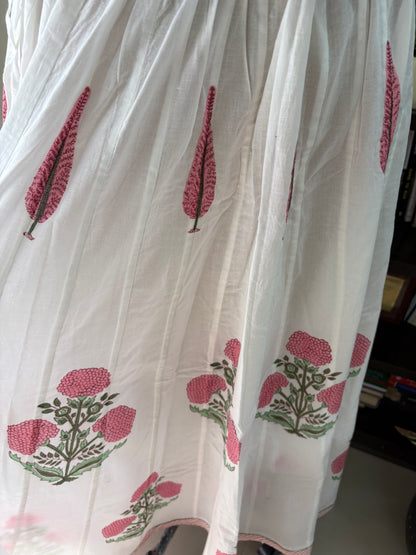 Handblock printed cotton skirt