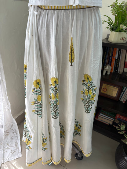 Handblock printed cotton skirt