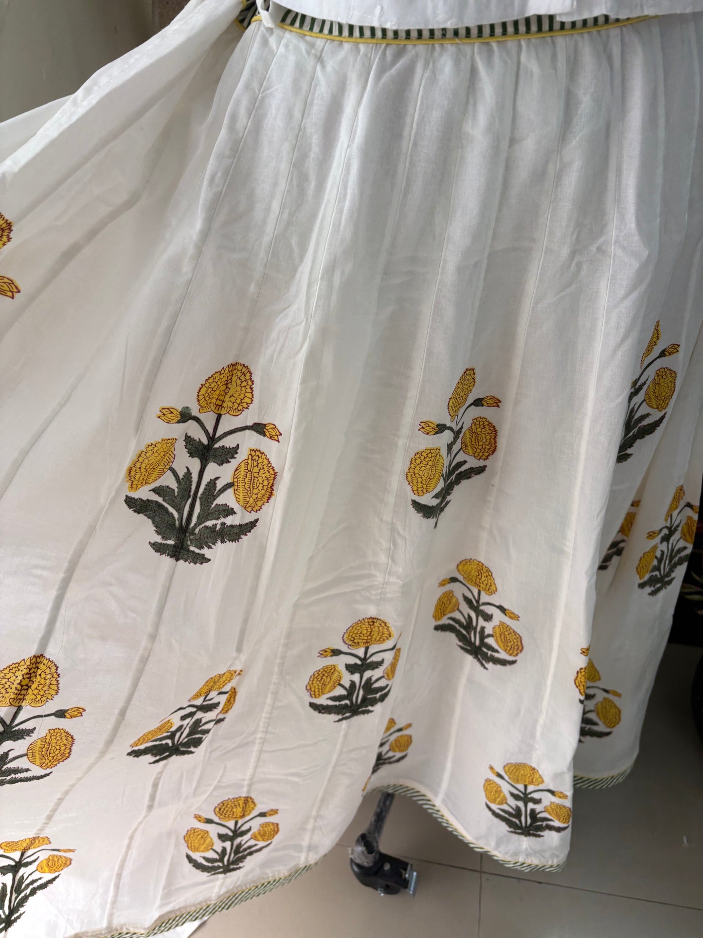 Handblock printed cotton skirt