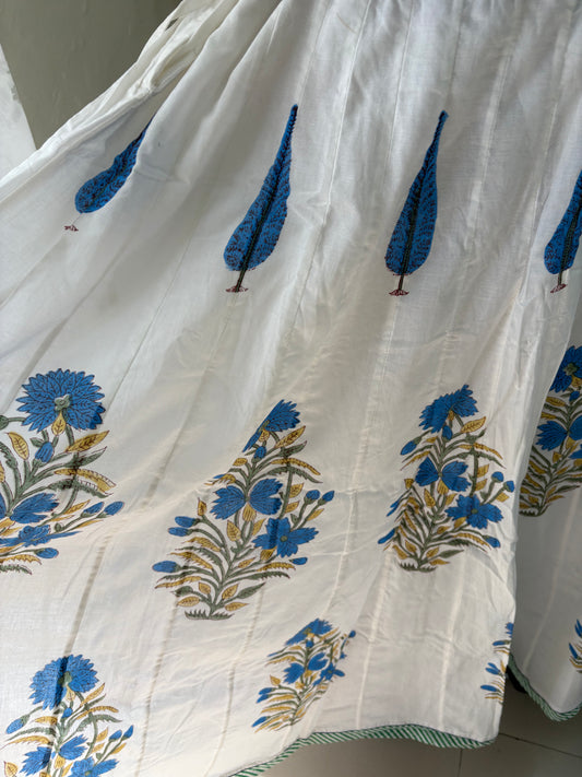 Handblock printed cotton skirt.
