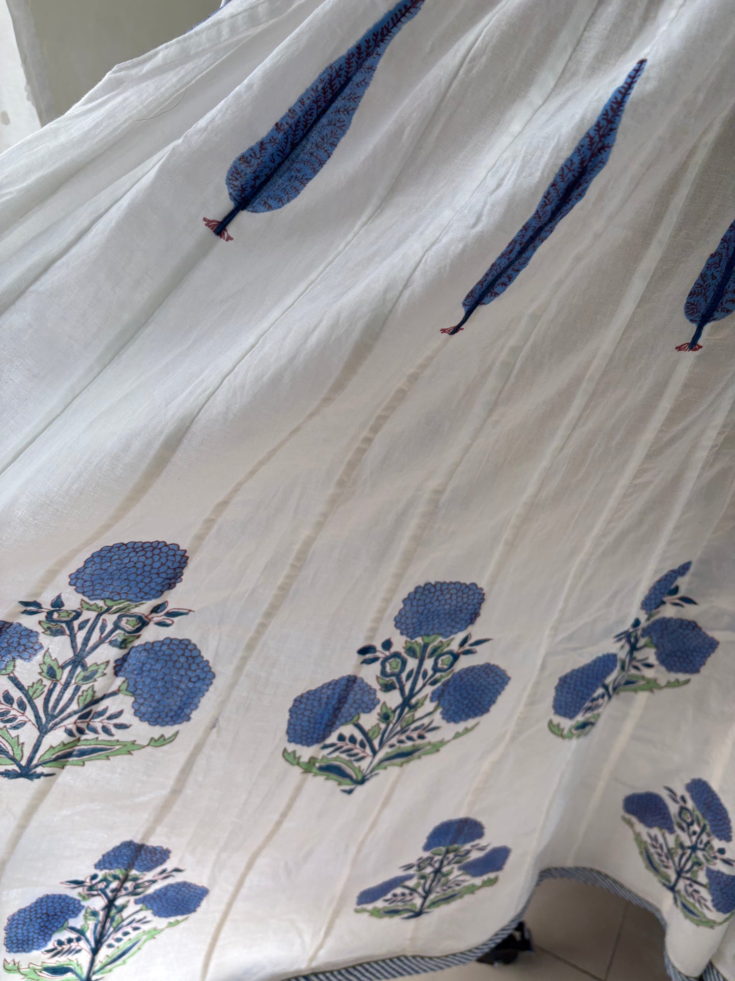 Handblock printed cotton skirt.