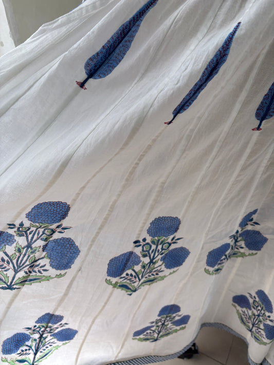 Handblock printed cotton skirt.