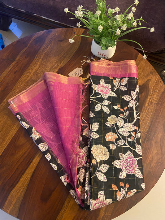 Linen semi cotton saree