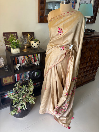 Hand embroidery on semi Rawsilk