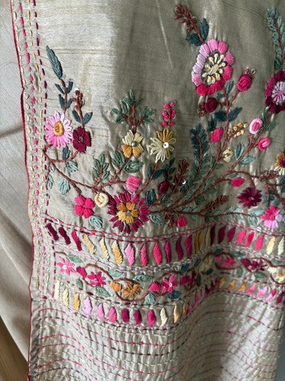 Hand embroidery on semi Rawsilk