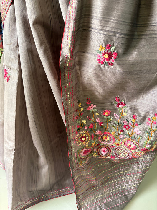 Hand embroidery on Semi Rawsilk