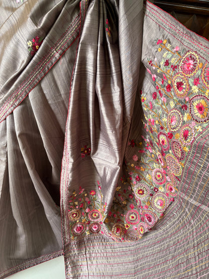 Hand embroidery on Semi Rawsilk