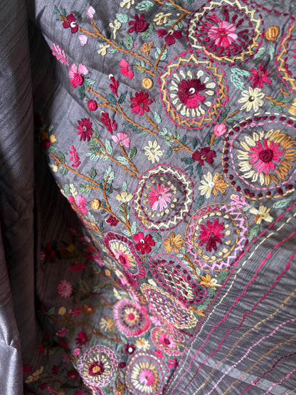 Hand embroidery on Semi Rawsilk