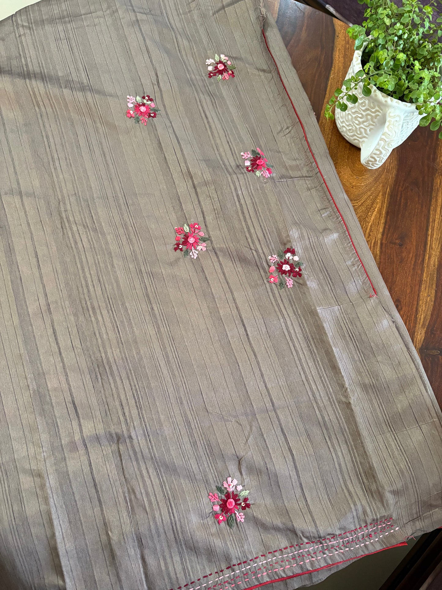 Hand embroidery on Semi Rawsilk