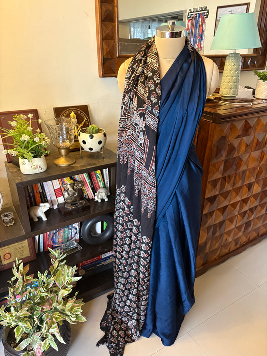 Ajrakh modal silk sarees