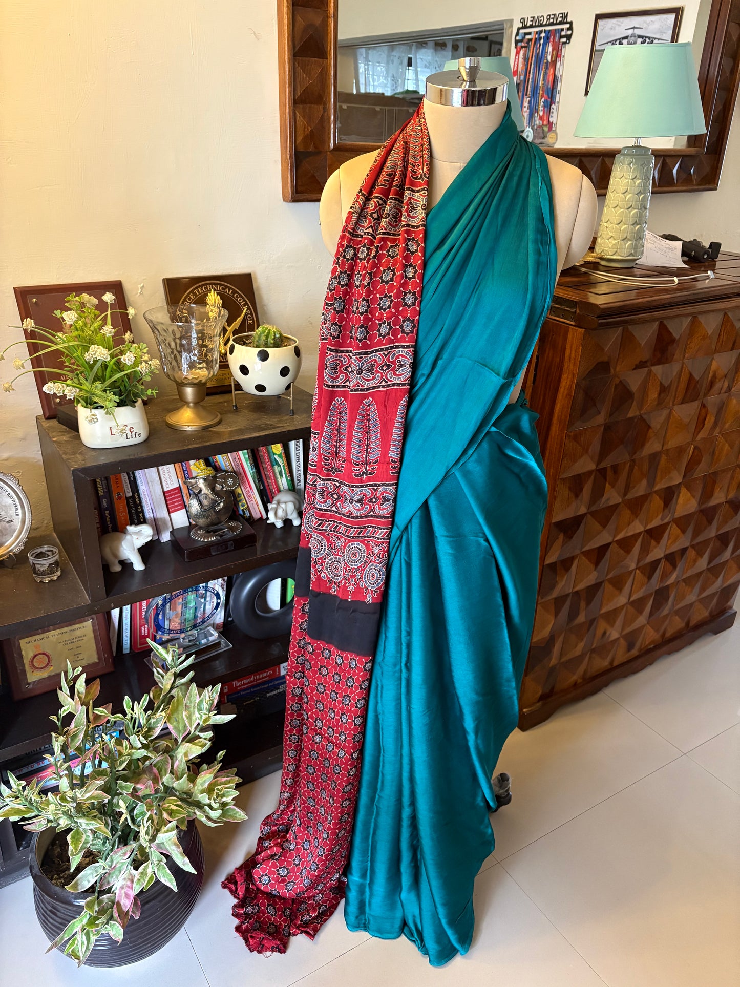 Ajrakh Modal silk saree