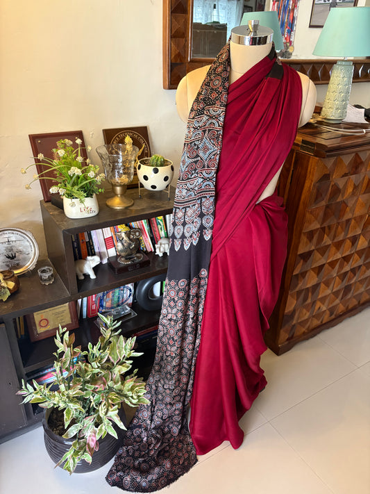 Ajrakh Modal silk saree