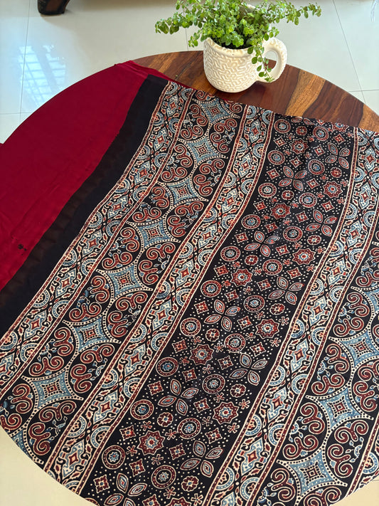 Ajrakh Modal silk saree