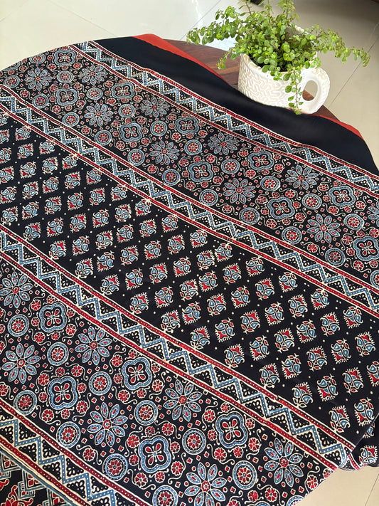 Ajrakh modal silk saree