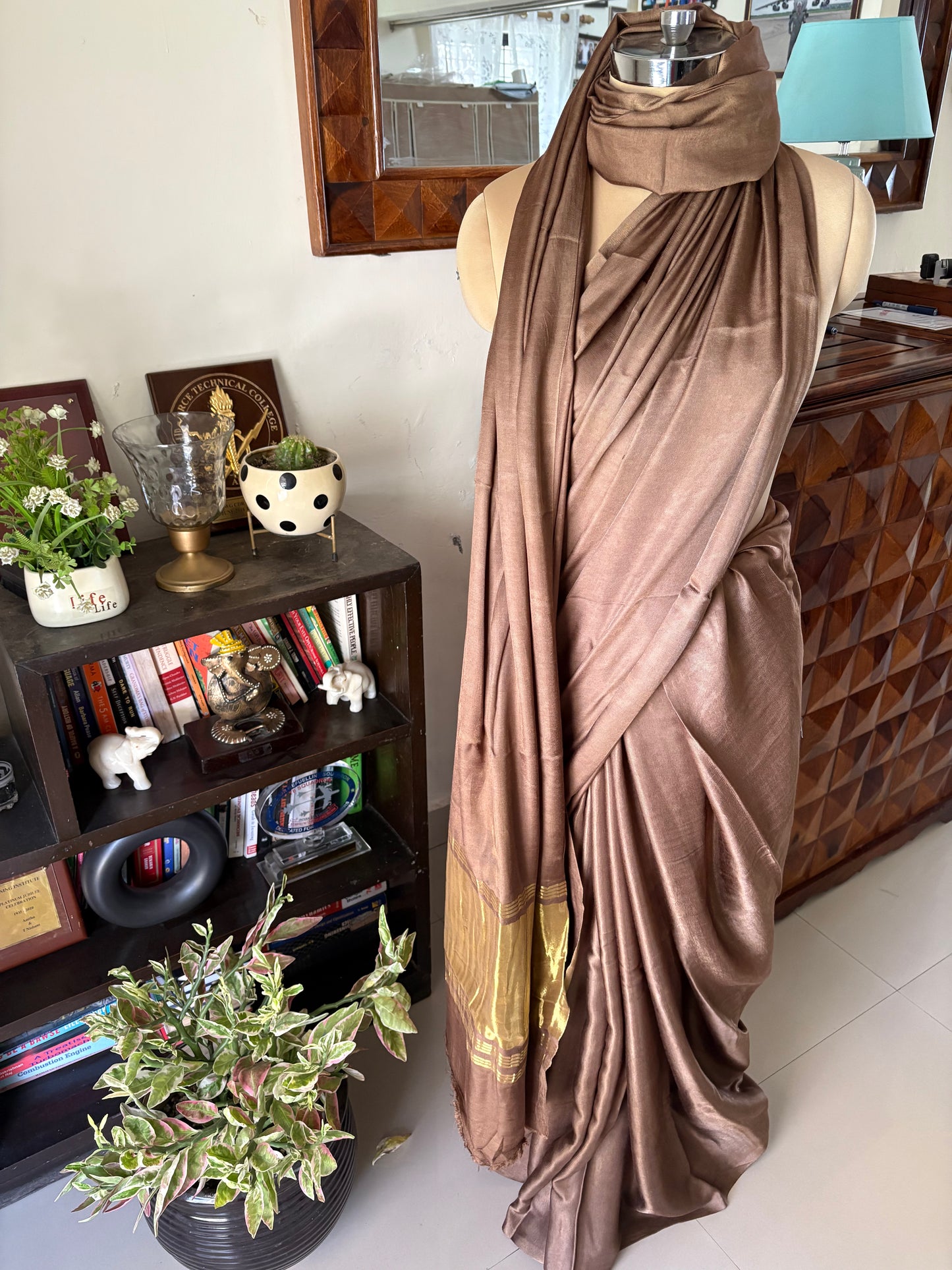 Plain Modal silk saree with lagdi zari pallu( made on order) 20 days dispatch