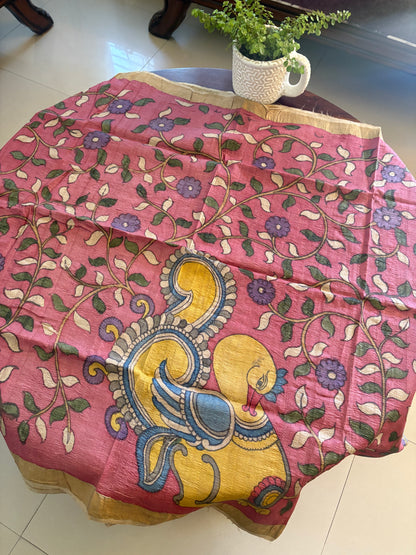 Pen Kalamkari dupatta on tussar silk( made on order) - 20 days dispatch