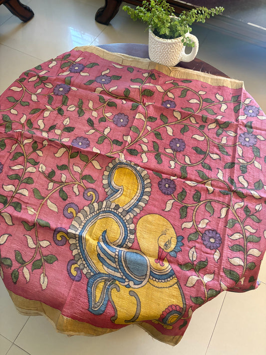 Pen Kalamkari dupatta on tussar silk( made on order) - 20 days dispatch