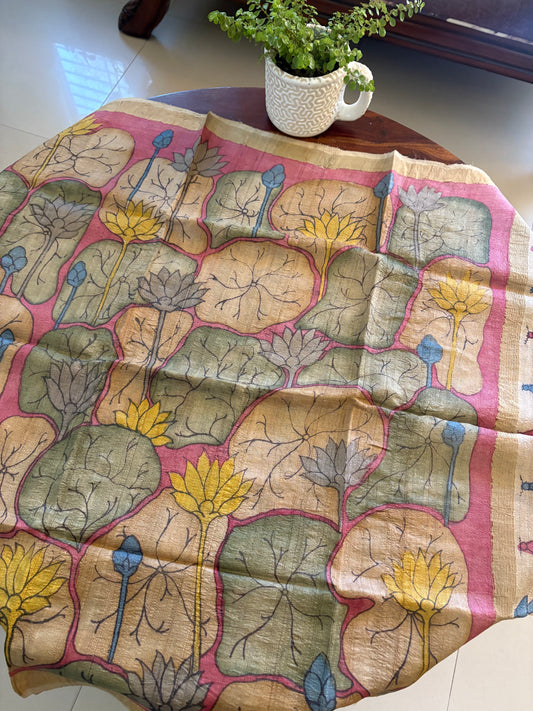 Pen Kalamkari on tussar silk dupatta