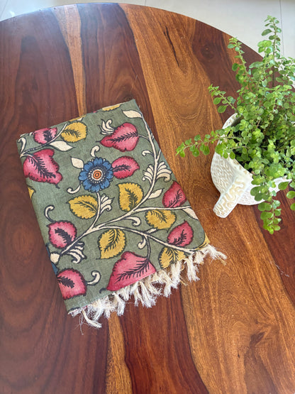 Pen Kalamkari dupatta on tussar silk