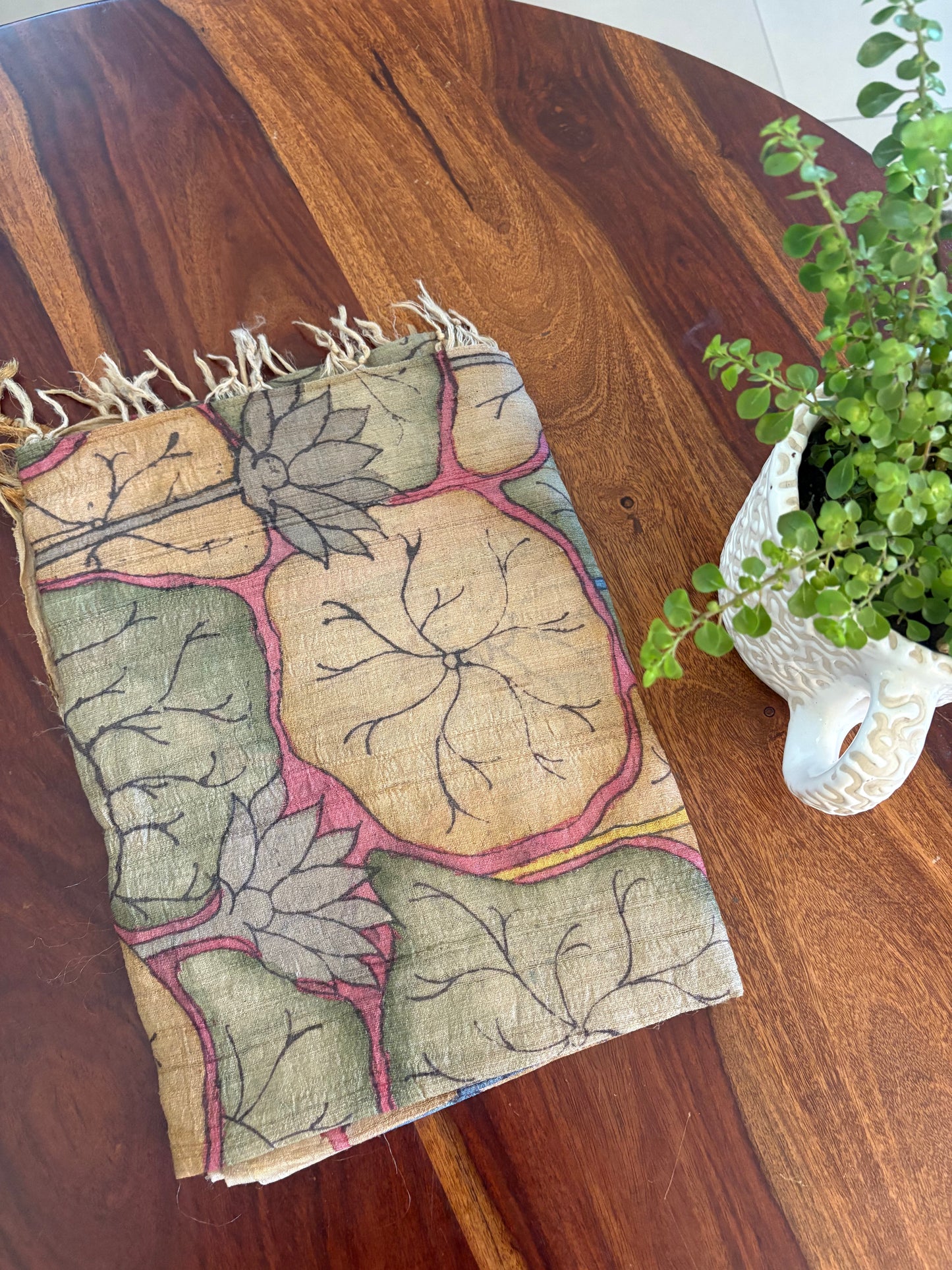 Pen Kalamkari on tussar silk dupatta