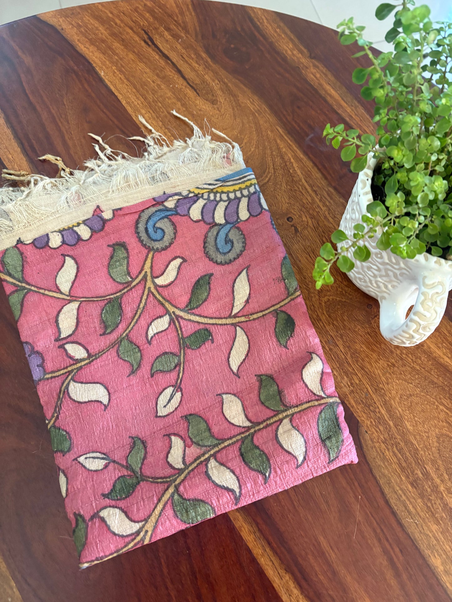 Pen Kalamkari dupatta on tussar silk( made on order) - 20 days dispatch